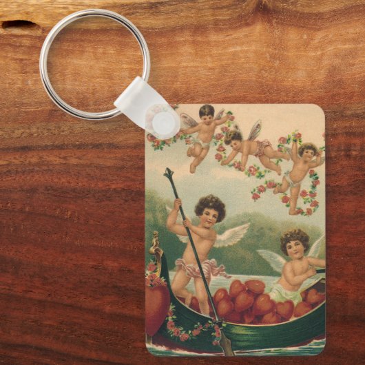 Valentijnsdag, Victoriaans Cherubs in Boot Sleutelhanger (Voorkant)