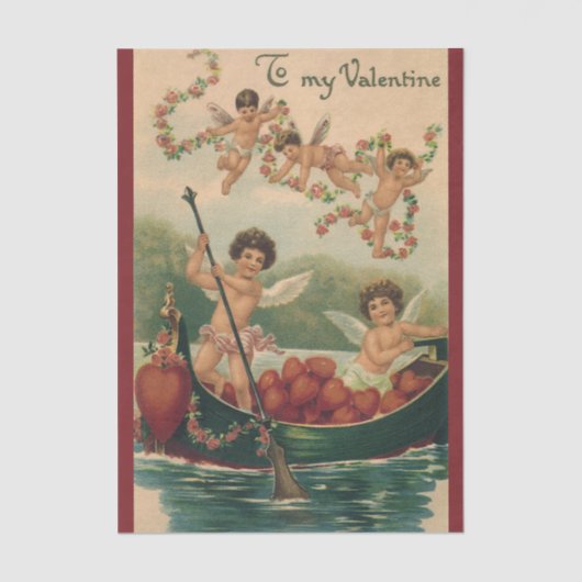 Valentijnsdag, Victoriaans Cherubs in Boot Tissuepapier (Voorkant)