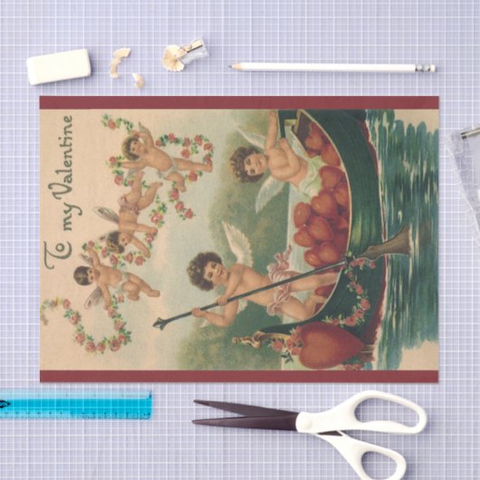 Valentijnsdag, Victoriaans Cherubs in Boot Tissuepapier (Craft)