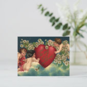  Valentijnsdag Victoriaans Cherubs in de hemel Feestdagenkaart (Staand voorkant)