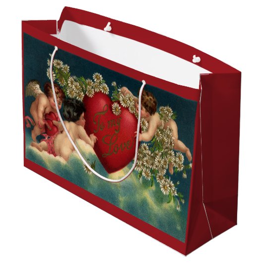  Valentijnsdag Victoriaans Cherubs in de hemel Groot Cadeauzakje (Achterkant Gekanteld)