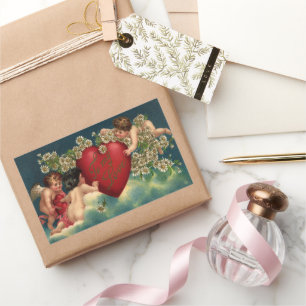 Valentijnsdag Victoriaans Cherubs in de hemel Rechthoekige Sticker