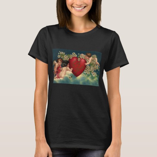  Valentijnsdag Victoriaans Cherubs in de hemel T-shirt (Voorkant)