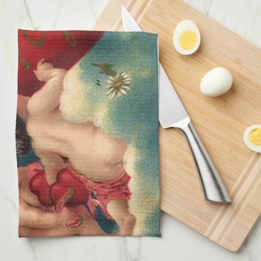  Valentijnsdag Victoriaans Cherubs in de hemel Theedoek (Quarter Fold)