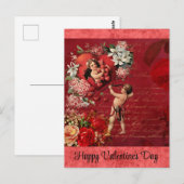  Valentijnsdag Victoriaans Cupid Red Rose Briefkaart (Voorkant / Achterkant)