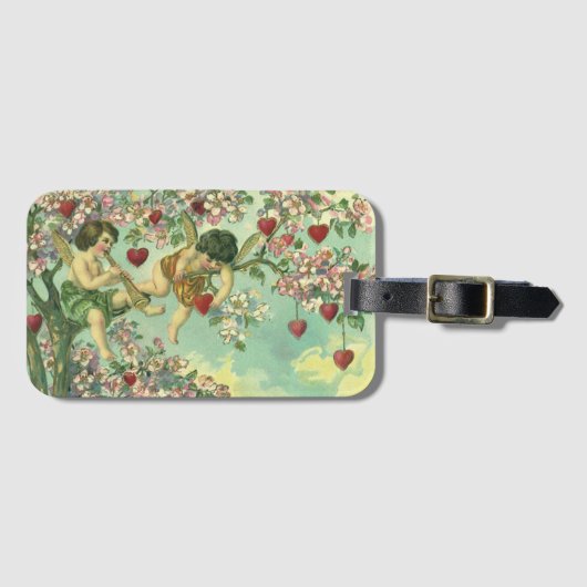  Valentijnsdag Victoriaans Cupids Hartboom Bagagelabel (Voorkant (horizontaal))