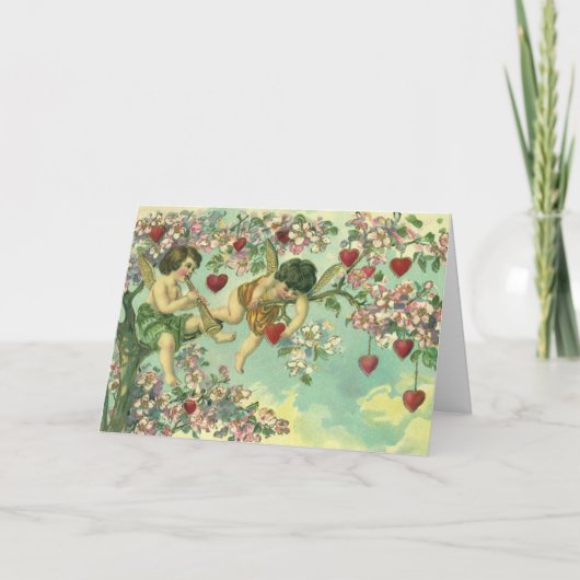  Valentijnsdag Victoriaans Cupids Hartboom Feestdagen Kaart (Voorkant)