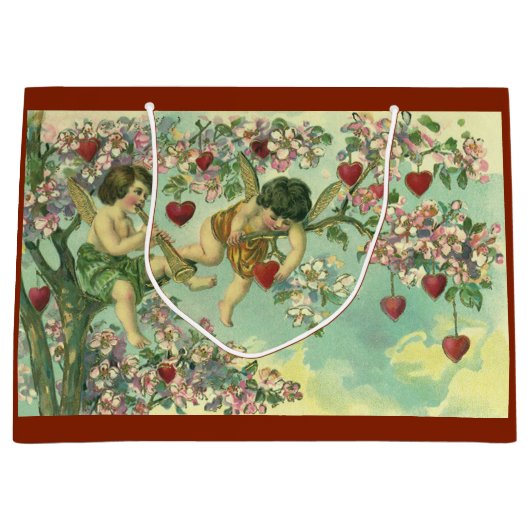 Valentijnsdag Victoriaans Cupids Hartboom Groot Cadeauzakje (Voorkant)