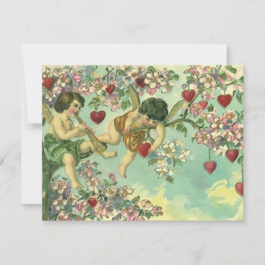  Valentijnsdag Victoriaans Cupids Hartboom Kaart (Voorkant)