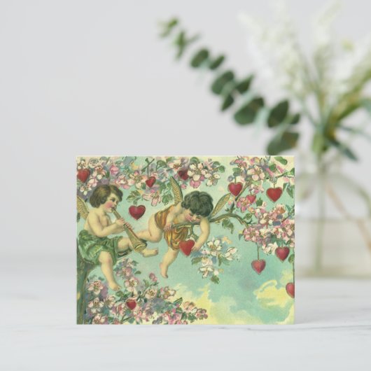 Valentijnsdag Victoriaans Cupids Hartboom Kaart (Staand voorkant)