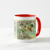 Valentijnsdag Victoriaans Cupids Hartboom Mok (Voorkant rechts)