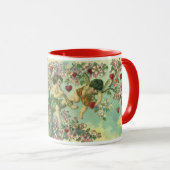 Valentijnsdag Victoriaans Cupids Hartboom Mok (Voorkant rechts)