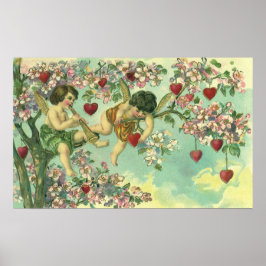  Valentijnsdag Victoriaans Cupids Hartboom Poster