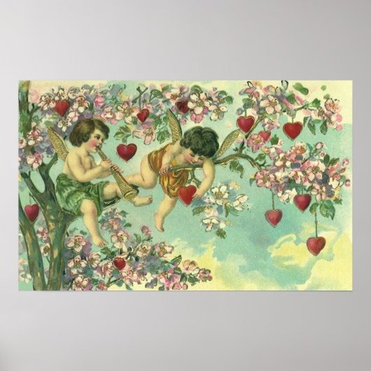  Valentijnsdag Victoriaans Cupids Hartboom Poster (Voorkant)