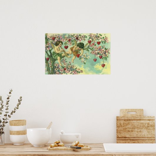  Valentijnsdag Victoriaans Cupids Hartboom Poster (Keuken)