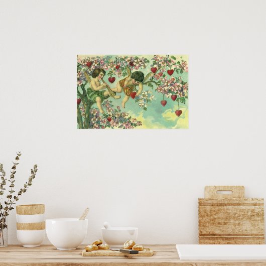  Valentijnsdag Victoriaans Cupids Hartboom Poster (Keuken)