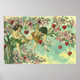  Valentijnsdag Victoriaans Cupids Hartboom Poster