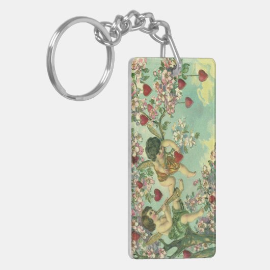 Valentijnsdag Victoriaans Cupids Hartboom Sleutelhanger (Voorkant Links)