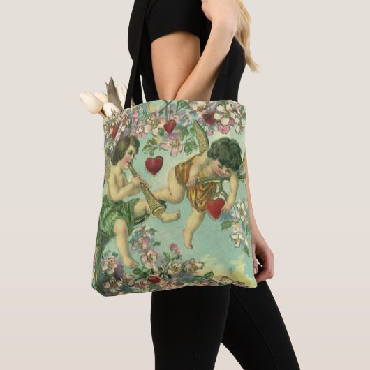  Valentijnsdag Victoriaans Cupids Hartboom Tote Bag (Dichtbij)