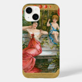  Valentijnsdag, Victoriaans dame met Cherub Case-Mate iPhone Case (Achterkant)