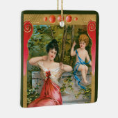  Valentijnsdag, Victoriaans dame met Cherub Keramisch Ornament (Rechts)