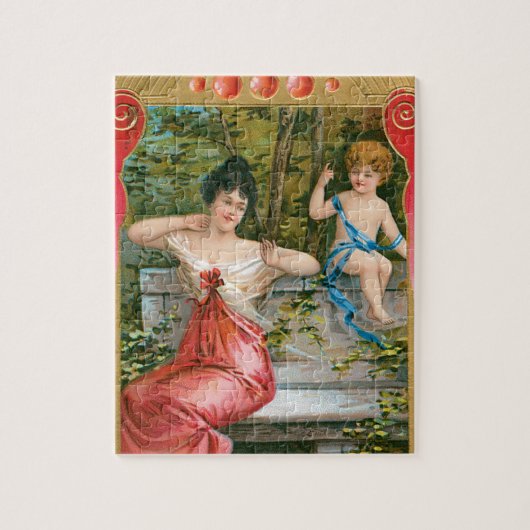  Valentijnsdag, Victoriaans dame met Cherub Legpuzzel (Verticaal)