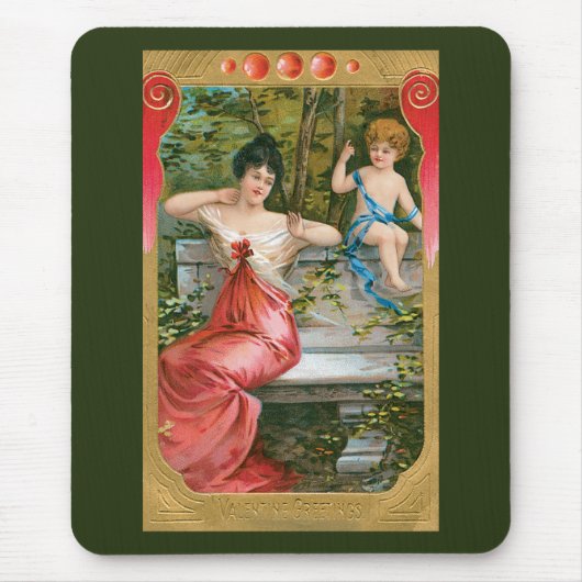  Valentijnsdag, Victoriaans dame met Cherub Muismat (Voorkant)