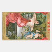  Valentijnsdag, Victoriaans dame met Cherub Rechthoekige Sticker (Voorkant)