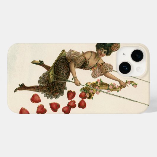 Valentijnsdag, Victoriaans dame op een schommel Case-Mate iPhone Case (Achterkant (horizontaal))