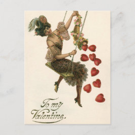  Valentijnsdag, Victoriaans dame op een schommel Feestdagenkaart