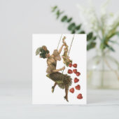 Valentijnsdag, Victoriaans dame op een schommel Feestdagenkaart (Staand voorkant)