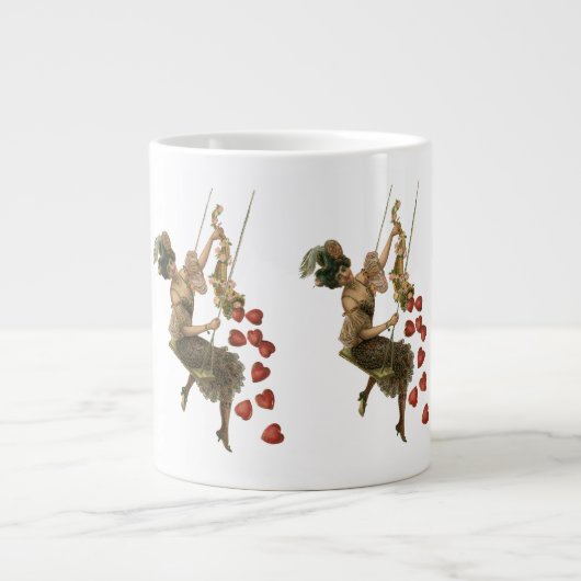 Valentijnsdag, Victoriaans dame op een schommel Grote Koffiekop (Voorkant)