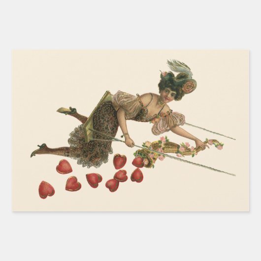  Valentijnsdag, Victoriaans dame op een schommel Inpakpapier Vel (Voorkant 3)