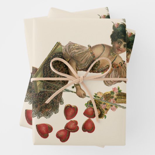  Valentijnsdag, Victoriaans dame op een schommel Inpakpapier Vel (In situ)