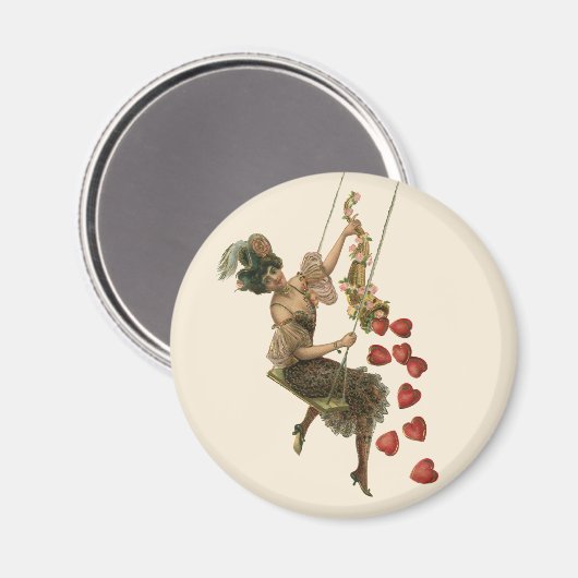  Valentijnsdag, Victoriaans dame op een schommel Magneet (Voorkant / Achterkant)