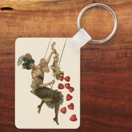 Valentijnsdag, Victoriaans dame op een schommel Sleutelhanger (Achterkant)