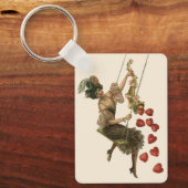 Valentijnsdag, Victoriaans dame op een schommel Sleutelhanger (Voorkant)