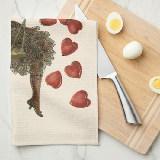  Valentijnsdag, Victoriaans dame op een schommel Theedoek (Quarter Fold)