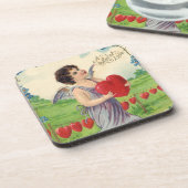  Valentijnsdag, Victoriaans Engel met Hart Drankjes Onderzetter (Linkerzijde)