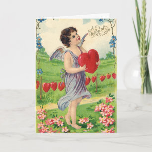  Valentijnsdag, Victoriaans Engel met Hart Feestdagen Kaart