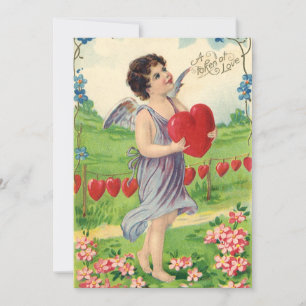  Valentijnsdag, Victoriaans Engel met Hart Feestdagenkaart