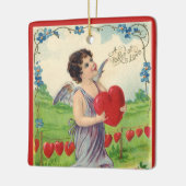 Valentijnsdag, Victoriaans Engel met Hart Keramisch Ornament (Links)