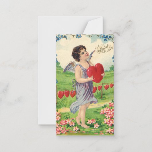 Valentijnsdag, Victoriaans Engel met Hart Notitiekaartje (Voorkant)