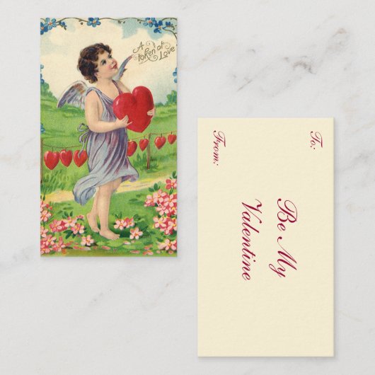  Valentijnsdag, Victoriaans Engel met Hart Notitiekaartje (Voorkant / Achterkant)