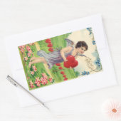  Valentijnsdag, Victoriaans Engel met Hart Rechthoekige Sticker (Envelop)