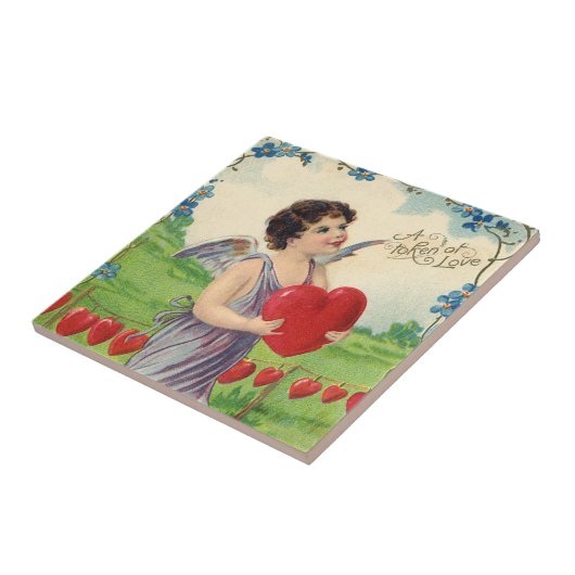 Valentijnsdag, Victoriaans Engel met Hart Tegeltje (Zijkant)