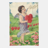 Valentijnsdag, Victoriaans Engel met Hart Theedoek (Verticaal)