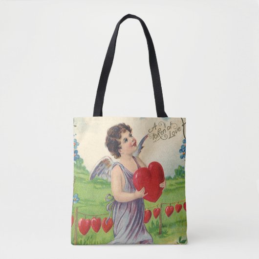 Valentijnsdag, Victoriaans Engel met Hart Tote Bag (Voorkant)