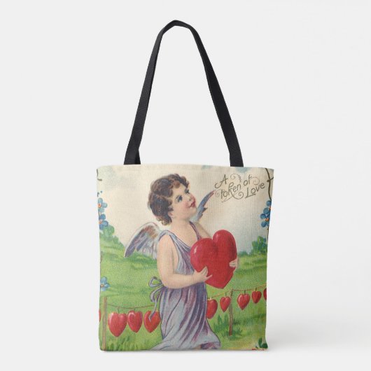  Valentijnsdag, Victoriaans Engel met Hart Tote Bag (Achterkant)