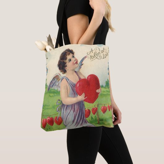  Valentijnsdag, Victoriaans Engel met Hart Tote Bag (Dichtbij)